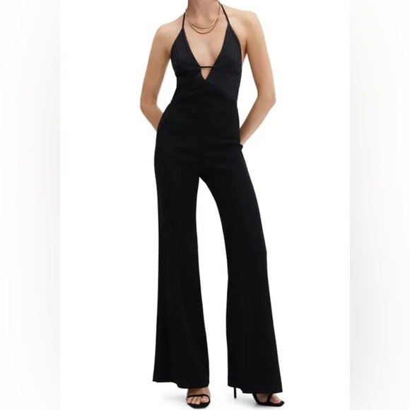 ASTR the label size small flare halter plunge jumpsuit - Picture 1 of 5